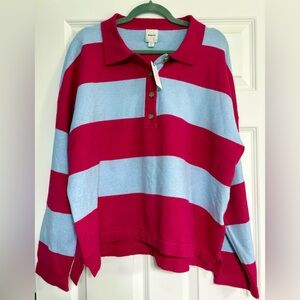 Maeve Anthropology Striped Pink and Blue Women's Sweater NWT XL